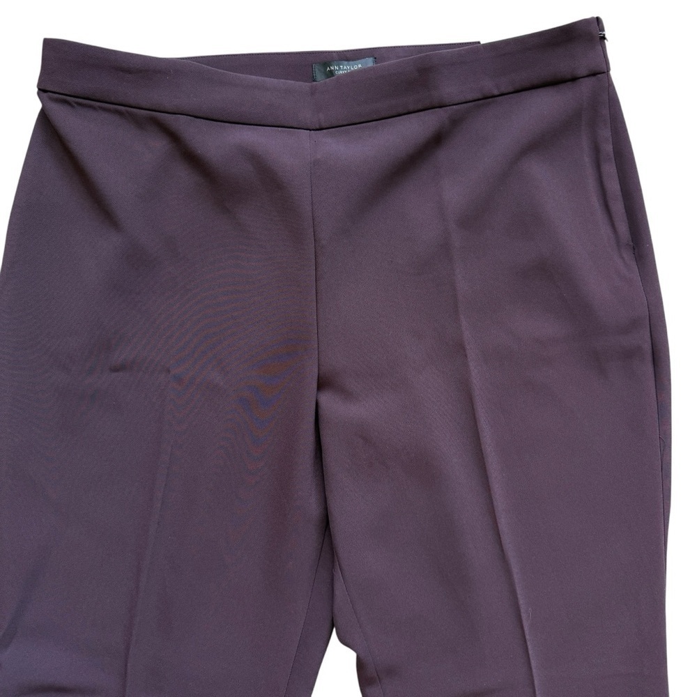 Ann Taylor Women's Curvy Fit Purple Dress Pleated Pants Size 16 Workwear Flare - Picture 2 of 9